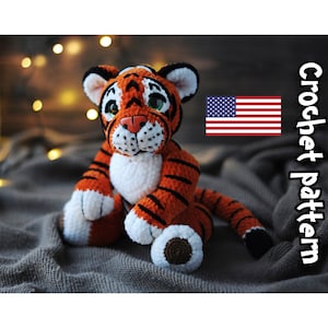 Crochet tiger pattern, amigurumi tiger pattern, tiger crochet animals, tiger toy, year of the tiger, crochet toys, ENGLISH PDF, DIY tutorial