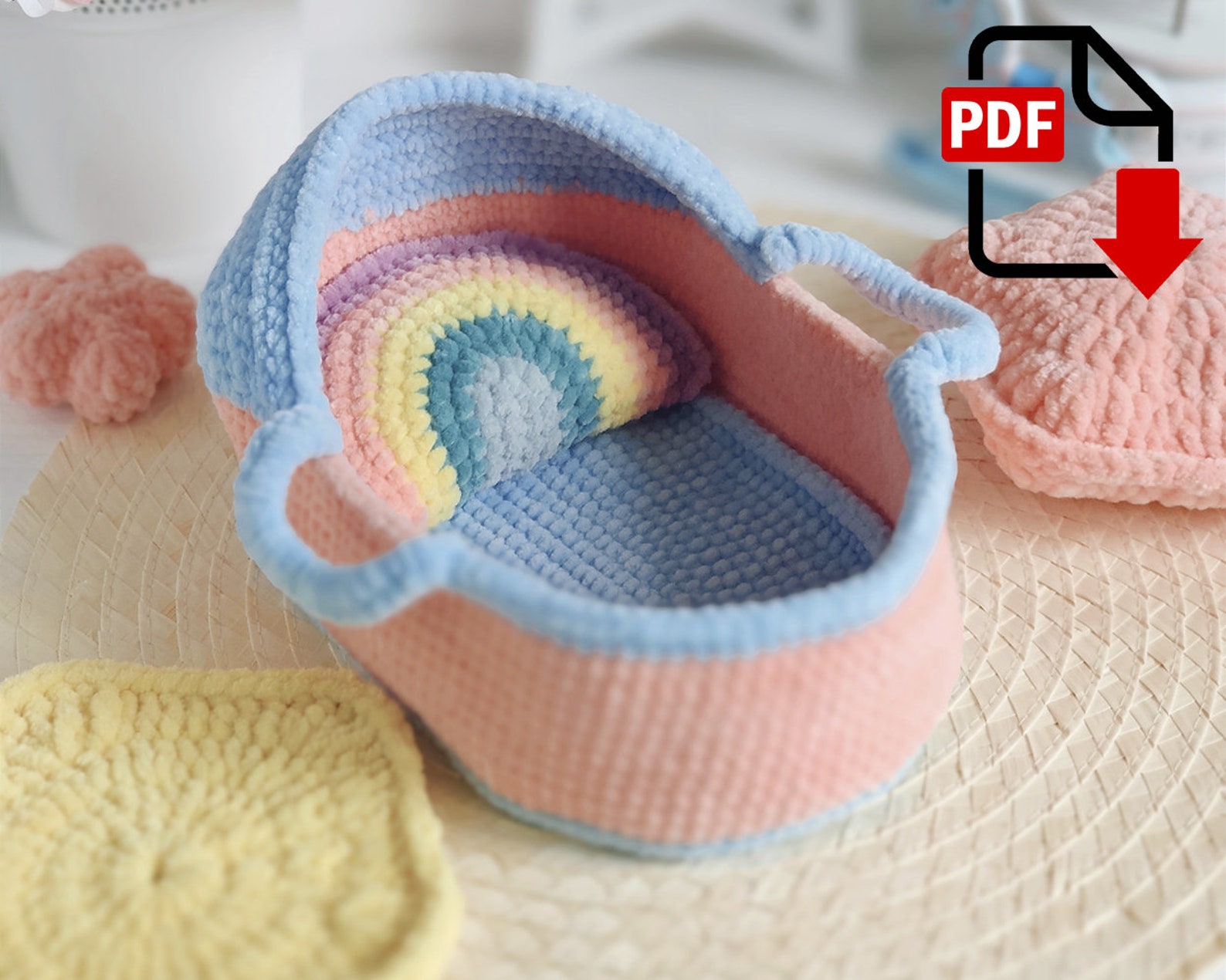 Baby Doll Mini Basket. Crochet Pattern PDF. A Baby Cradle - Etsy
