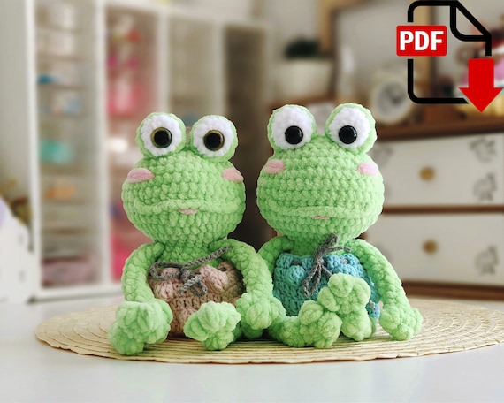 Preview of Crochet pattern frog / frog toy pattern / Amigurumi PDF / Instant download crochet animals patterns by ThreadTutorial