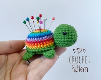 Nadelkissen Schildkröte mit Regenbogen Häkelmuster