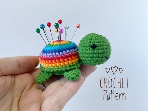 Preview of Pin Cushion Turtle Rainbow Crochet Pattern by ThreadTutorial