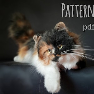 Pattern Tricolor Cat, Realistic Toys, Puff, Stuffed Animals
