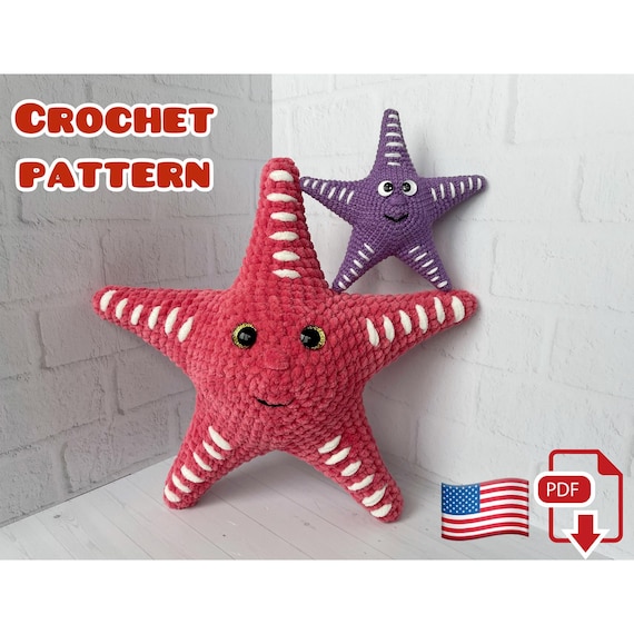 Preview of Starfish Crochet Pattern, Crochet Amigurumi Starfish by ThreadTutorial