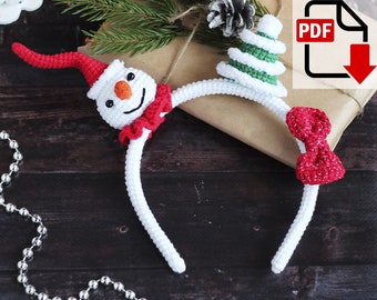 Christmas Snowman Hat Headband for Kids & Adults Crochet Pattern, DIY Christmas headband, DIY New Year costume