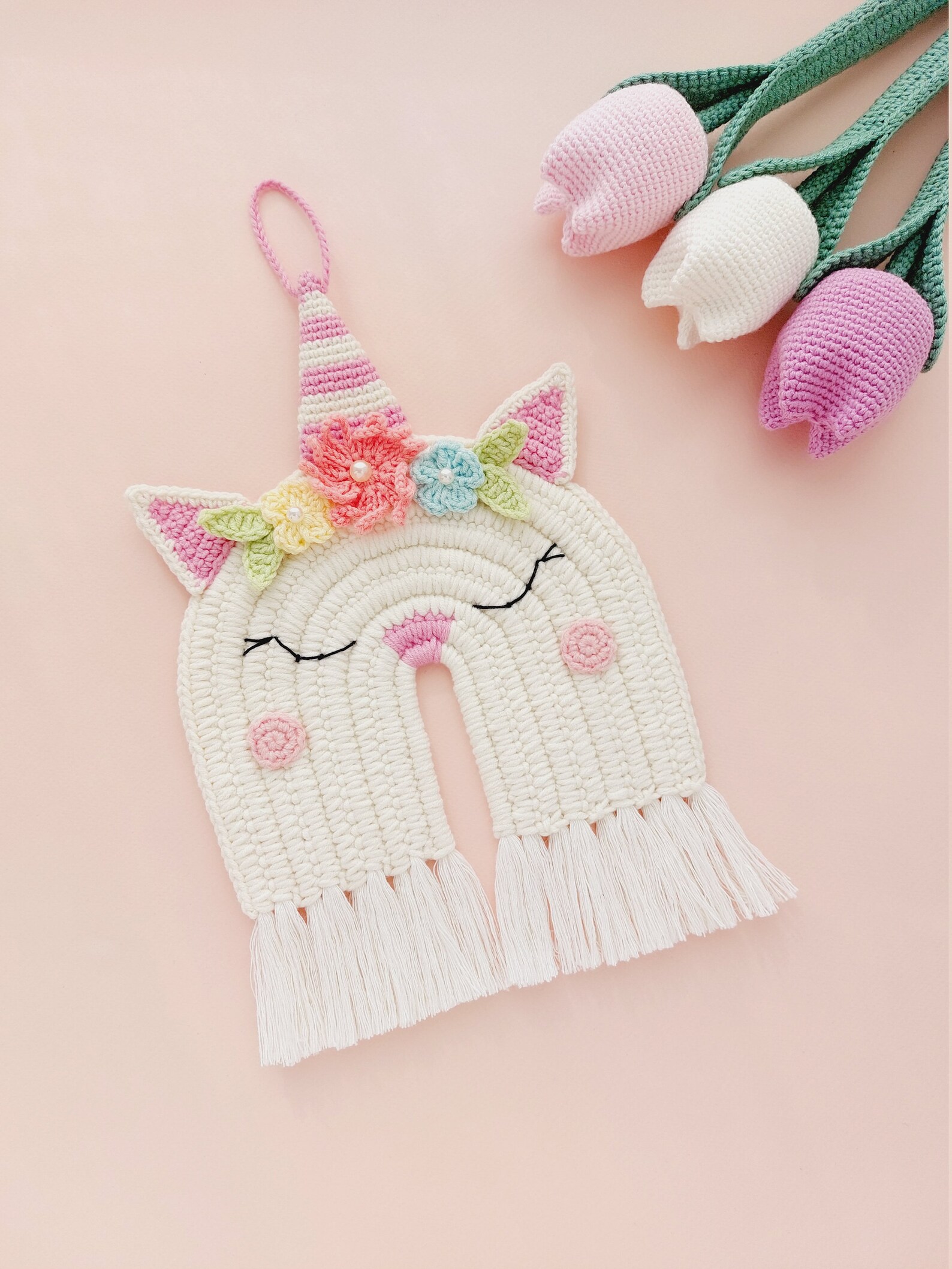 Crochet Unicorn Wall Hanging Pattern Pastel Unicorn Decor Etsy Canada
