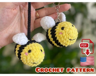 Plush Keychain Bee Pattern, Bee Crochet Pattern