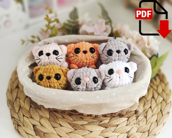 Preview of Crochet cat pattern / Amigurumi kitten pattern / Cute keychain by ThreadTutorial
