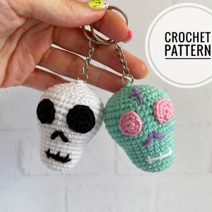 Skull Crochet Pattern, Pastel Goth Keychain