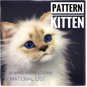 Kitten soft toy pattern. Realistic toy
