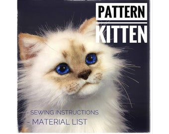 Kitten soft toy pattern. Realistic toy