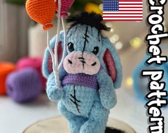 Crochet Donkey pattern, cute crochet pattern, crochet animals, plushie pattern, mini donkey, ENGLISH PDF, DIY tutorial