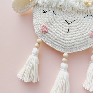 Gehaakt muurophangpatroon, gehaakt schapenmuurdecorpatroon, kinderkamerdecor neutraal haakpatroon, pastel babydecor afbeelding 4