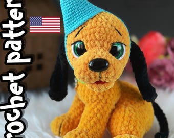 Patrón de cachorro a crochet, perro a crochet, patrón de animal, patrón de amigurumi, PDF en inglés, tutorial de bricolaje