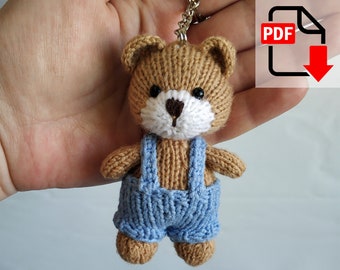 Key Ring Bear. KNITTING pattern, teddy bear toy diy, knitted toy tutorial, plush toy pattern