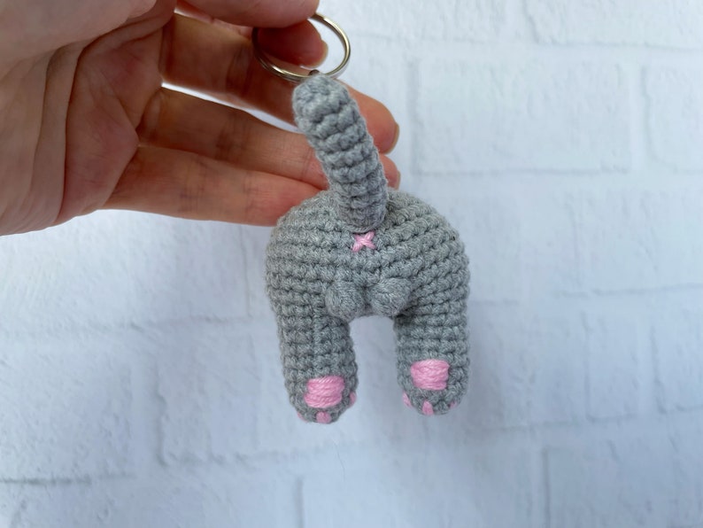 Cat Butt Crochet Keychain Pattern, Cat lover gift image 8