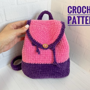 Plush Backpack Pattern, Crochet Kids Backpack