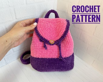 Plush Backpack Pattern, Crochet Kids Backpack