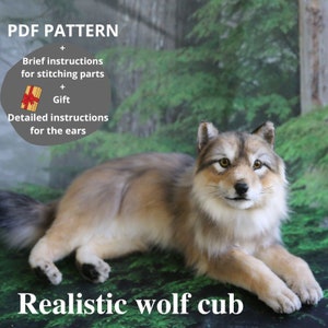 May include: A PDF pattern for a realistic wolf cub, with instructions for stitching parts and detailed instructions for the ears. The pattern includes a gift.