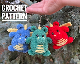 Dragon Plush Pattern, Crochet animals dragon