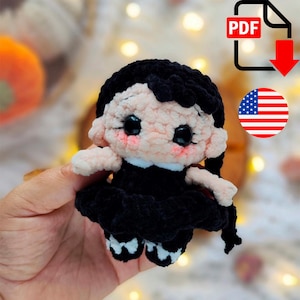 Crochet Halloween Doll pattern, easy crochet, amigurumi doll pattern, digital download, crochet doll pattern.