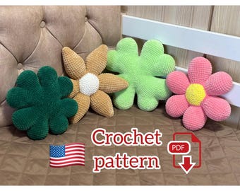 Pillow Crochet Pattern, Flowers Pillow, Clover Pillow, 2 in 1