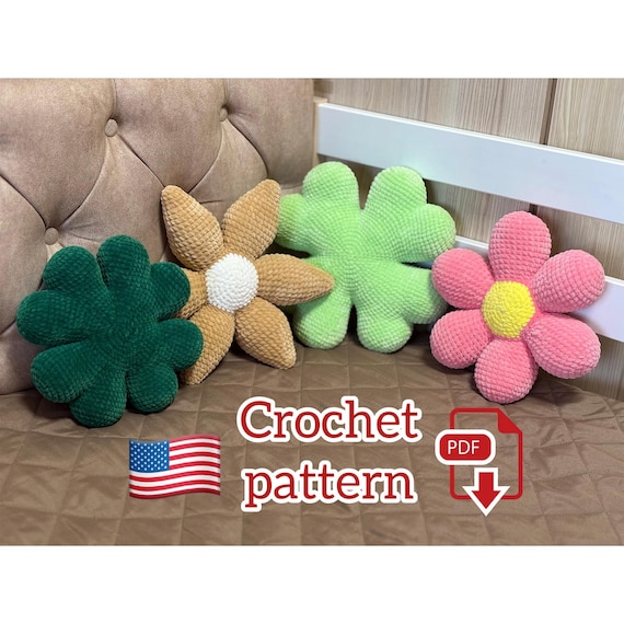 Preview of Pillow Crochet Pattern, Flowers Pillow, Clover Pillow, 2 in 1 by ThreadTutorial