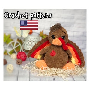 Crochet pattern turkey, amigurumi pattern, thanksgiving turkey decor, crochet chicken