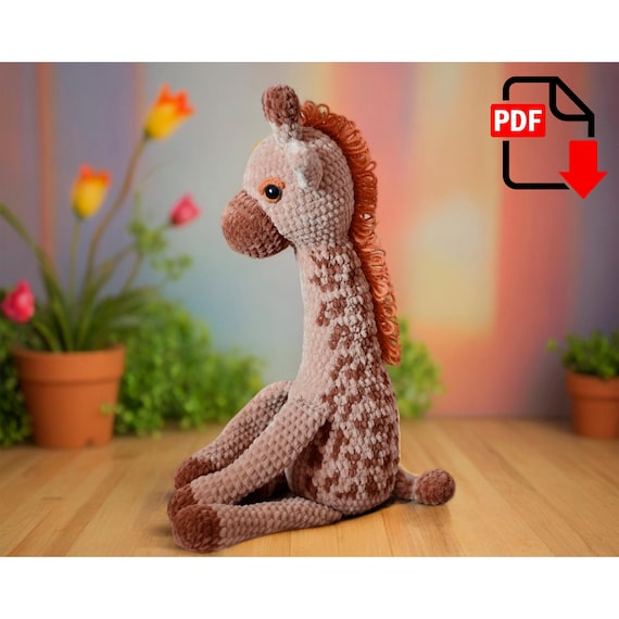 Preview of Crochet Giraffe Pattern. Plush amigurumi toy PDF tutorial download by ThreadTutorial