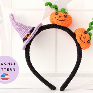 Halloween Witch Hat Headband for Kids & Adults Crochet Pattern, DIY Halloween headband, Crochet head accessory, Halloween decor image 1