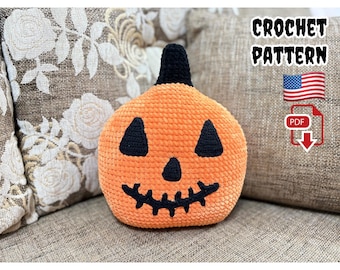 Halloween Pumpkin Pillow Crochet Pattern, Crochet Pumpkin Pattern: (PDF Pattern)