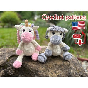 Crochet Pattern Horse and Unicorn, Amigurumi Pattern Horse and Unicorn