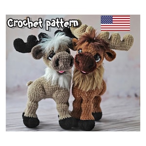 Moose crochet pattern, crochet reindeer, Christmas reindeer, amigurumi pattern, plush pattern, ENGLISH PDF, DIY tutorial