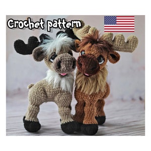 Moose crochet pattern, crochet reindeer, Christmas reindeer, amigurumi pattern, plush pattern, ENGLISH PDF, DIY tutorial