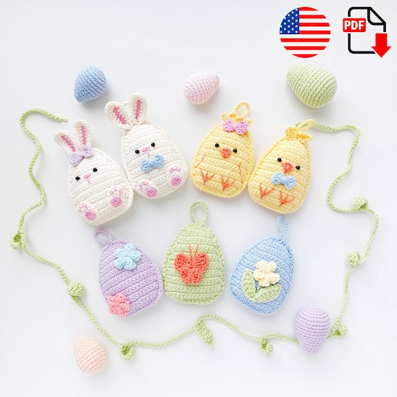 Preview of Easter Decoration Crochet Pattern, Easter Toys Crochet Pattern, Easter Bunnies, Eggs Pattern, Easter Table Decor by ThreadTutorial