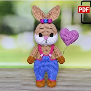 Bunny Amigurumi Crochet Patterns PDF. Stuffed toy crochet pattern.