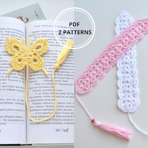 Segnalibro 2 in 1 modelli all'uncinetto: pizzo e farfalla. Segnalibro fatto a mano. Bellissimo segnalibro all'uncinetto. Modello facile. Tutorial all'uncinetto per principianti