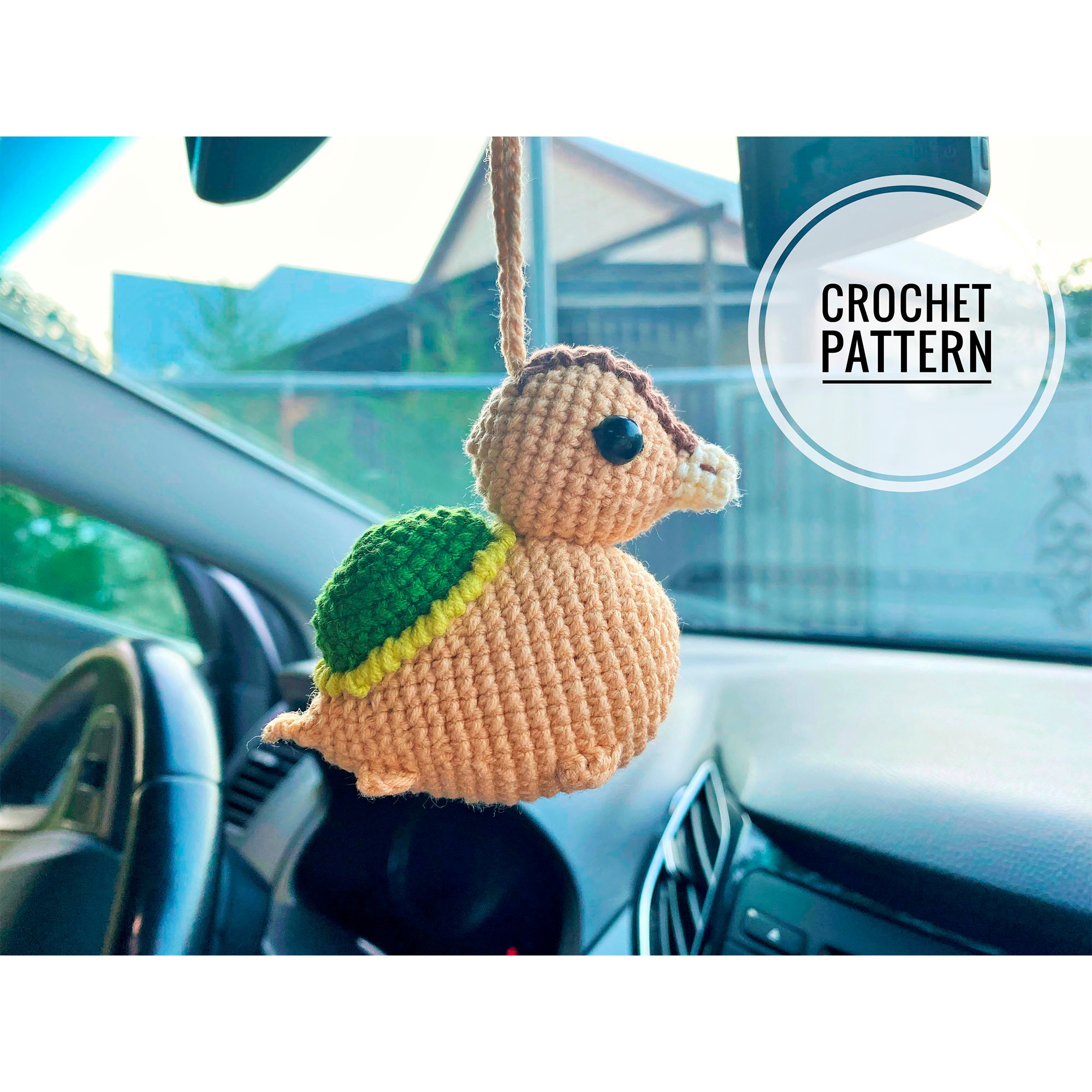 Crochet Swinging Duck, Car Pendant Hanging, Car Accessory, Desk