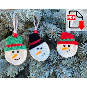 Christmas Decorations Snowman Crochet Pattern, Xmas Ornaments