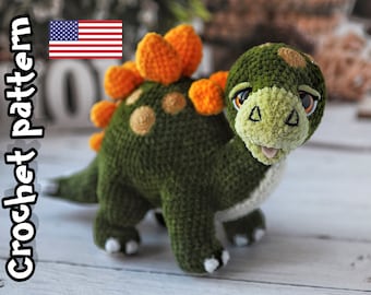 Crochet dinosaur pattern, crochet stegosaurus pattern, baby dino, amigurumi pattern, stuffed toy, ENGLISH PDF, DIY tutorial