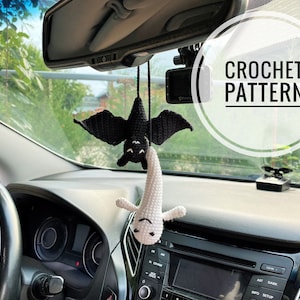 Car Mirror Hanging Accessories, Ghost and Bat Crochet Pattern
