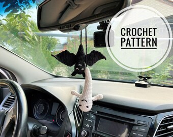 Halloween Car Charms Crochet Pattern: Crochet Bat Pattern, Crochet Ghost Pattern, (PDF Pattern)