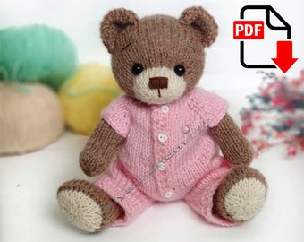 Teddy bear KNITTING pattern, teddy bear toy diy, knitted toy tutorial, plush toy pattern