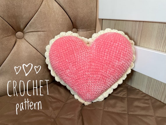 Preview of Heart Plush Pillow Crochet Pattern by ThreadTutorial