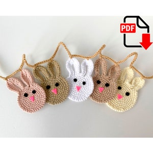 Crochet Bunny Garland Pattern, nursery decor