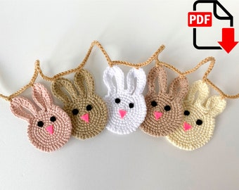 Crochet Bunny Garland Pattern, nursery decor