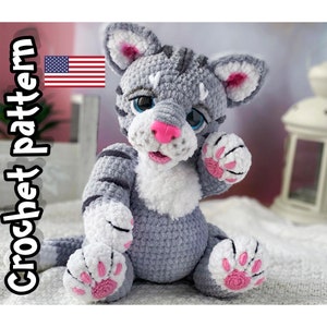 Crochet cat pattern, cat stuffed animal, amigurumi pattern, crohet plush, cat toy patten, ENGLISH PDF, DIY tutorial