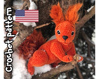 Patrón de ardilla a crochet estilo bosque. Tutorial de amigurumi. Descarga instantánea en PDF.
