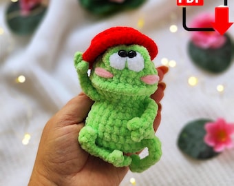 Crochet Frog amigurumi pattern. Cute plush toy PDF with instant download