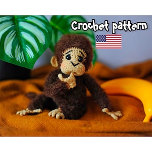 Monkey crochet pattern, amigurumi pattern, crochet animal, crochet keychain, monkey toy, easy crochet pattern, ENGLISH PDF, DIY tutorial