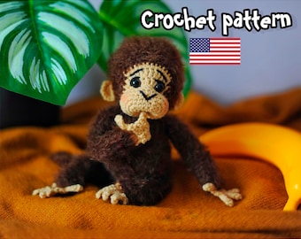 Monkey crochet pattern, amigurumi pattern, crochet animal, crochet keychain, monkey toy, easy crochet pattern, ENGLISH PDF, DIY tutorial